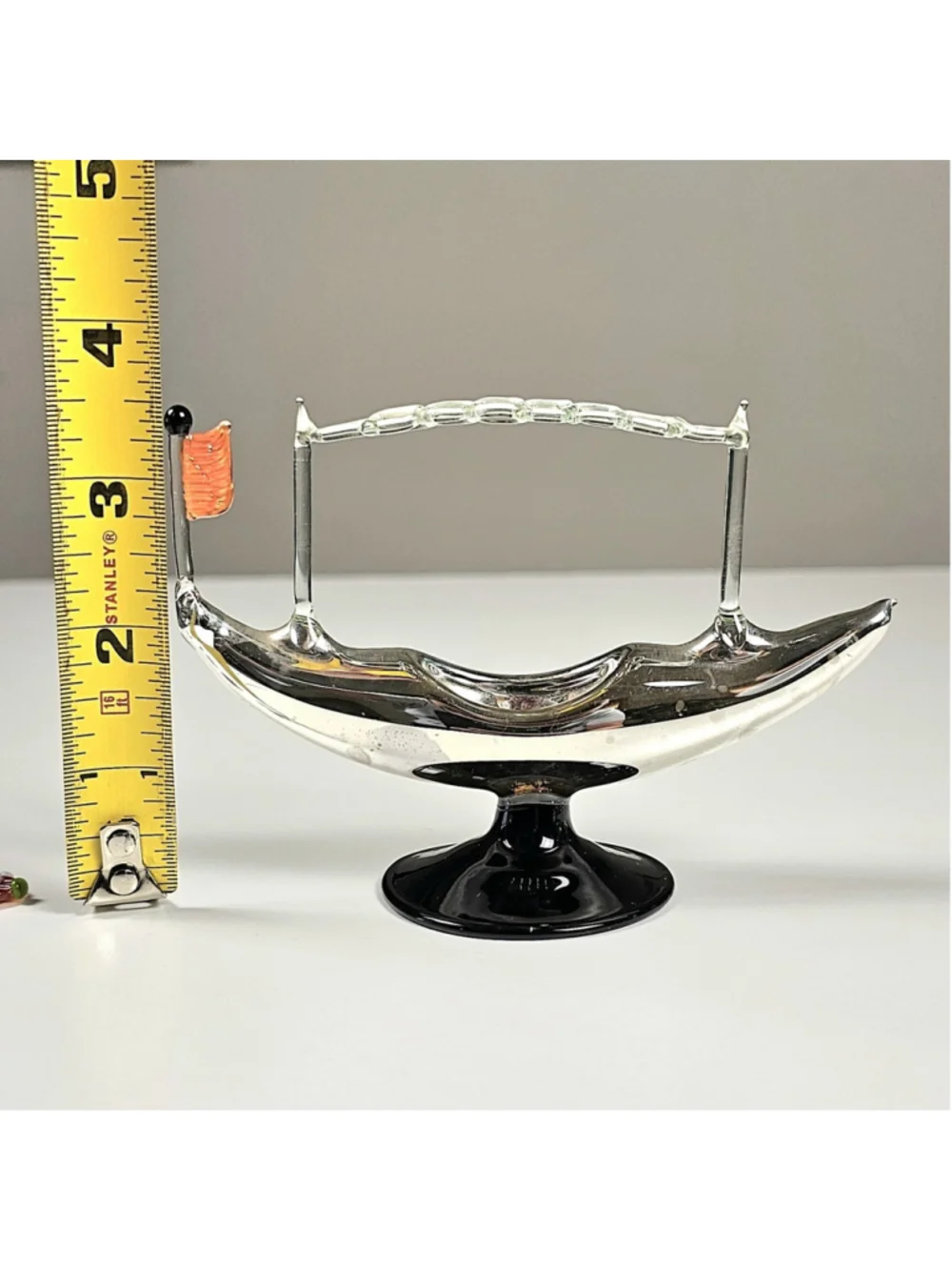 Lauscha gondola Glass object for cocktail skewers Bowles skewers Venice ship VTG